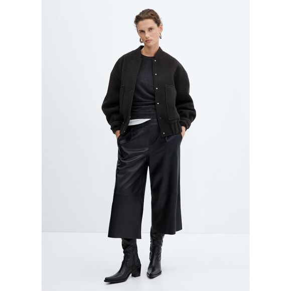 MANGO Black Oversized Bomber Jacket Size S - Picture 3 of 5